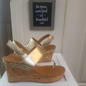 Tommy Hilfiger Gold Wedge Cork Sandal